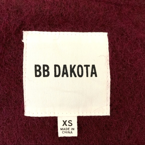BB Dakota Regan Burgundy Wool Blend Coat Sz XS - Picture 9 of 11